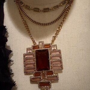 Elegant Gold and Brown Statement Necklace